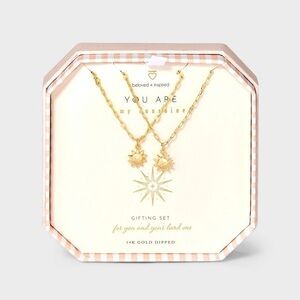 Beloved + Inspired 14K Gold Dipped Sun Necklace Set - NIP